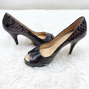 Giuseppe Zanotti Peep Toe Python Leather High Heel Shoes
